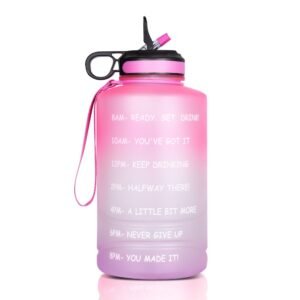 1 Gallon Water Bottle - with Straw & Motivational Time Marker Leak-Proof BPA Free Reusable Gym Sports Outdoor Large(128OZ) Capacity Water Jug