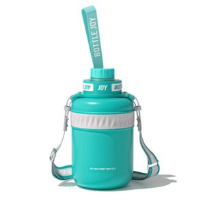 BOTTLE JOY Stainless-Steel Water Bottle: Leakproof Lid, Perfect Sip, Double Insulated, Eco-Friendly, Dishwasher Safe & Stylish Strap (Ocean, 32/48 oz)